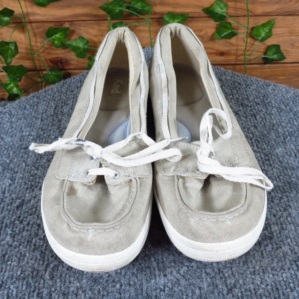 Keds Glimmer Lurex Womens Canvas Sneakers Size‎ 10 Beige Lace-Up Casual